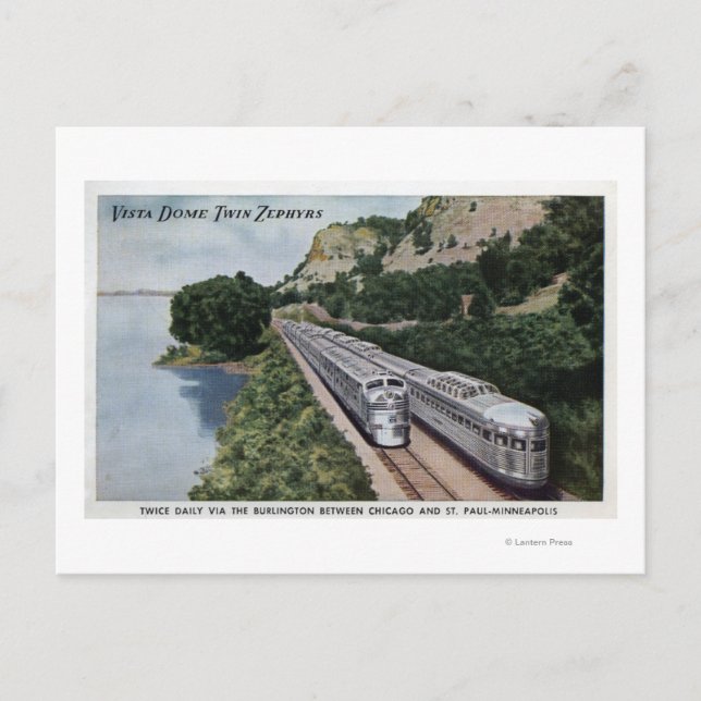 Cartão Postal Vista Dome Twin Zephers Railroad (Frente)