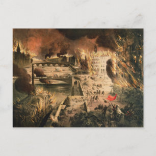 Cartão Postal Vista dos Incêndios em Paris durante a comuna