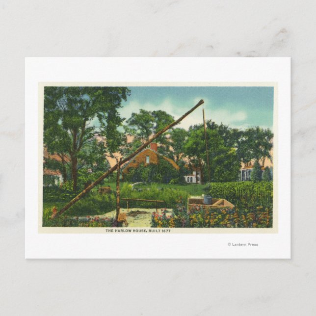 Cartão Postal Vista exterior da antiga Harlow House nº 2 (Frente)