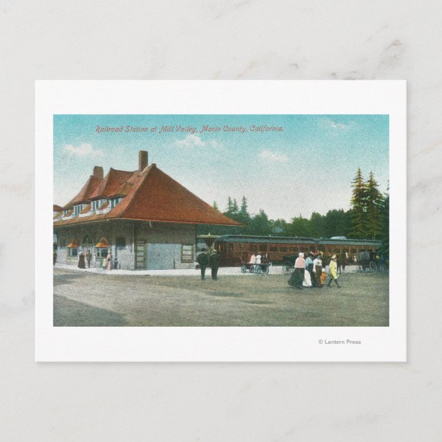 Cartão Postal Vista exterior da estação ferroviária (Frente)