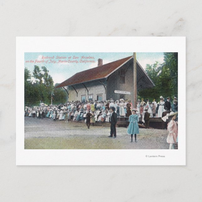 Cartão Postal Vista Exterior da Estação Ferroviária em 4 de (Frente)