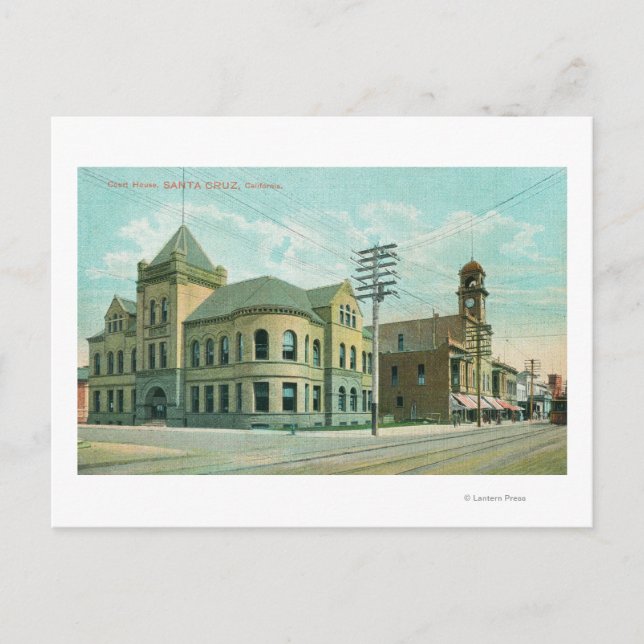 Cartão Postal Vista exterior do Tribunal House Santa Cruz, CA (Frente)