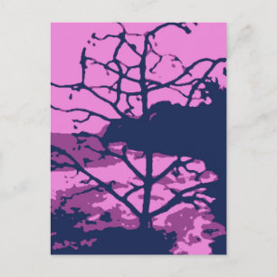 Cartão Postal Vista Fotográfica de Árvore de Praia do Oceano Hav