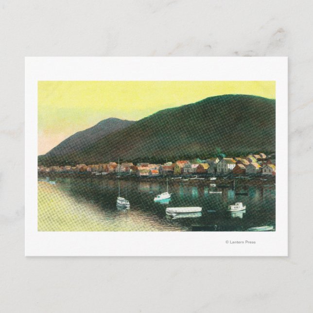 Cartão Postal Vista frontal das águas da cidade indiana de Sitka (Frente)