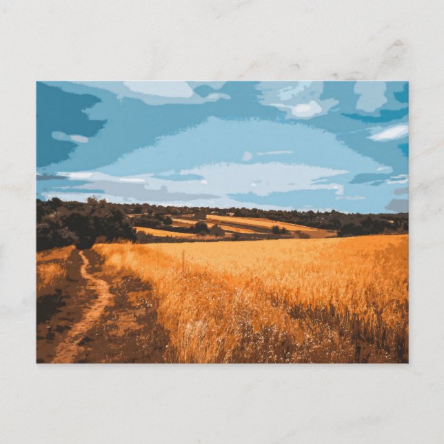 Cartão Postal Vista Gráfica de Estrada de Campo de Verão (Frente)