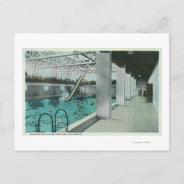 Cartão Postal Vista interior da Ventura Bath House (Frente)