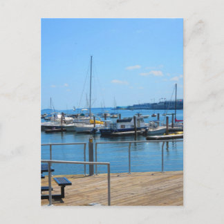 Cartão Postal Vista Lago Lake Harbor SailBoats na cidade de Bost