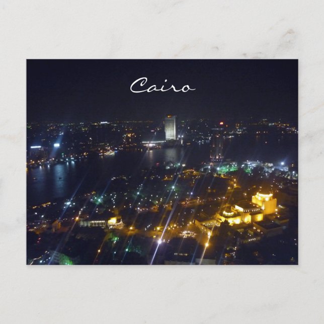 Cartão Postal vista noturna do Cairo (Frente)