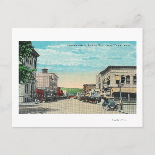 Cartão Postal Vista Ocidental da Avenida Sherman (Frente)