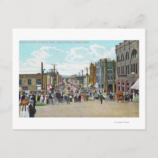 Cartão Postal Vista Ocidental da Holly Street (Frente)