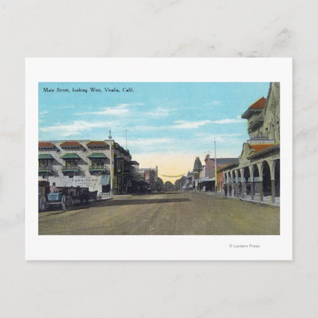 Cartão Postal Vista Ocidental da Main StreetVisalia, CA 2 (Frente)