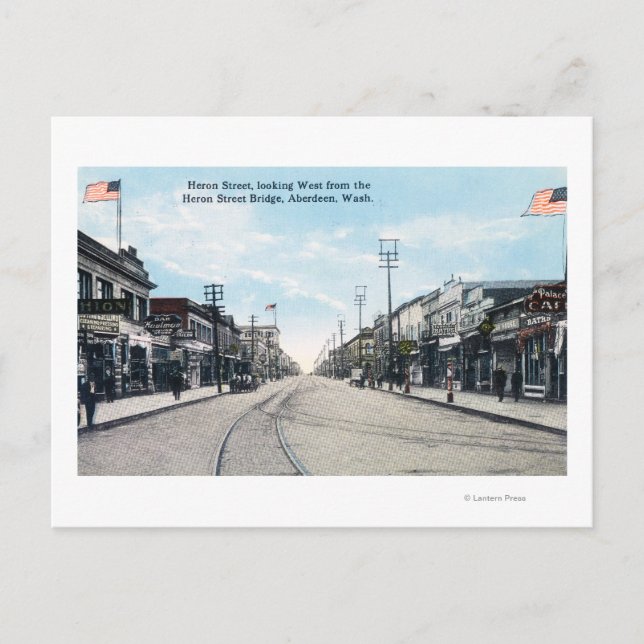 Cartão Postal Vista Ocidental da Rua Heron a partir da Ponte (Frente)