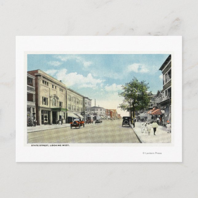 Cartão Postal Vista Ocidental da State Street (Frente)