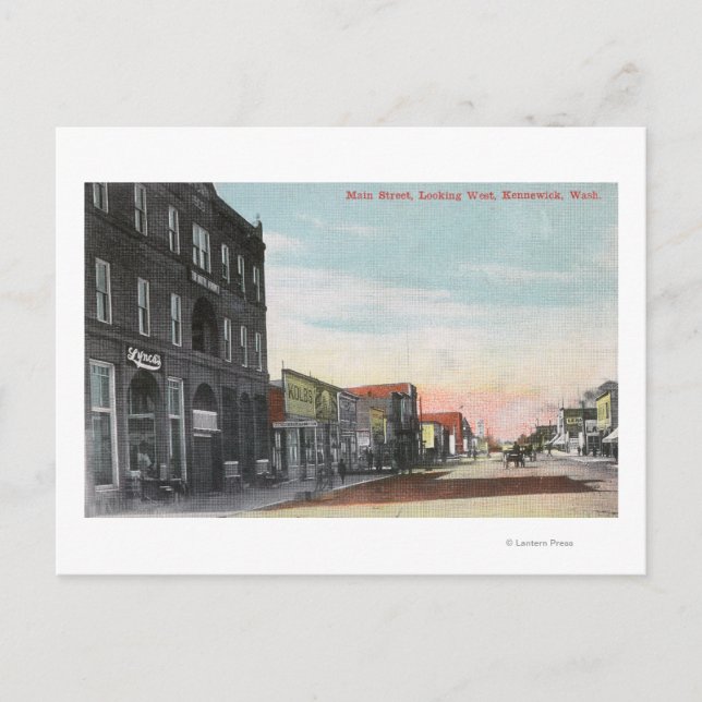 Cartão Postal Vista Ocidental do Main StreetKennewick, WA (Frente)