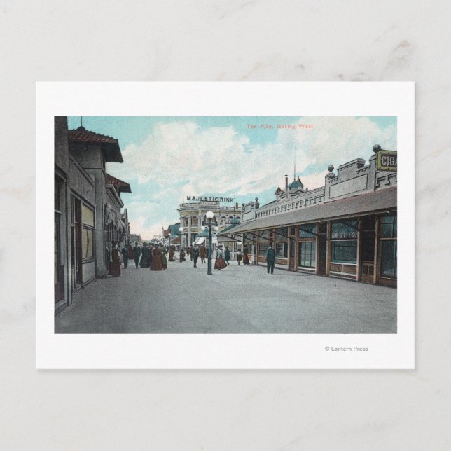 Cartão Postal Vista Ocidental do PikeLong Beach, CA (Frente)