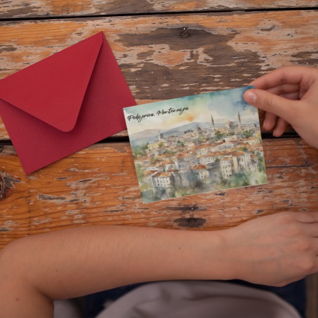 Cartão Postal Vista Panorama de Podgorica Montenegro (podgorica montenegro panorama view postcard)