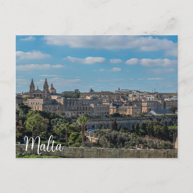 Cartão Postal Vista panorâmica da antiga cidade de La Valetta, e (Frente)
