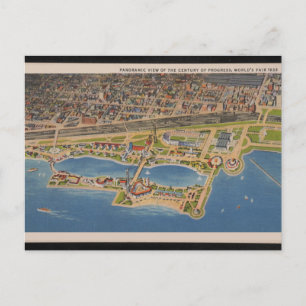 Cartão Postal Vista Panorâmica de Chicago Illinois Feira Mundial