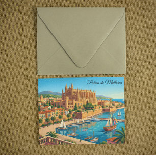 Cartão Postal Vista panorâmica vintage de Palma de Mallorca Espa