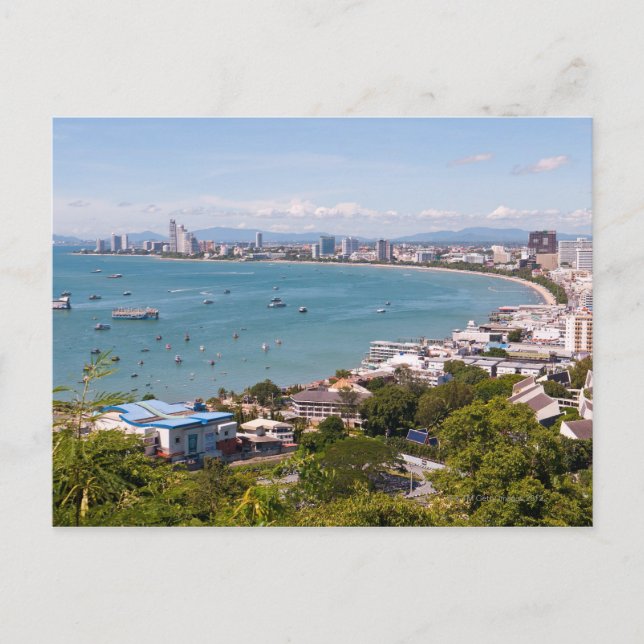 Cartão Postal Vista sobre a baía de Pattaya. (Frente)