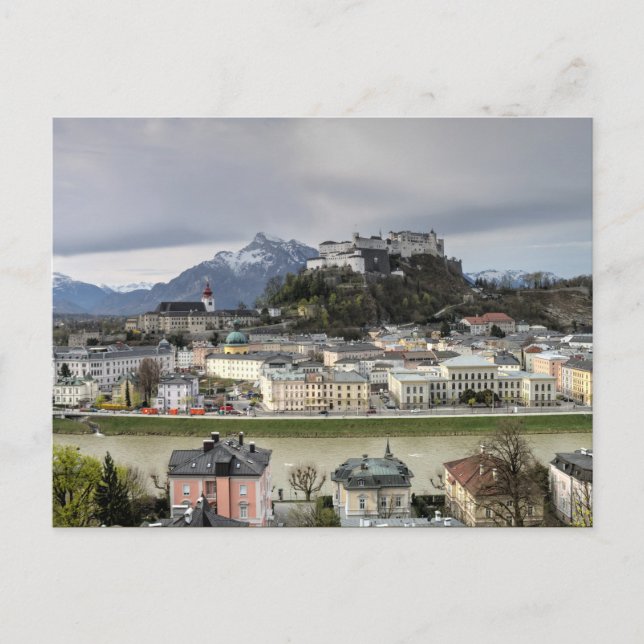 Cartão Postal Vista sobre Salzburgo Áustria (Frente)