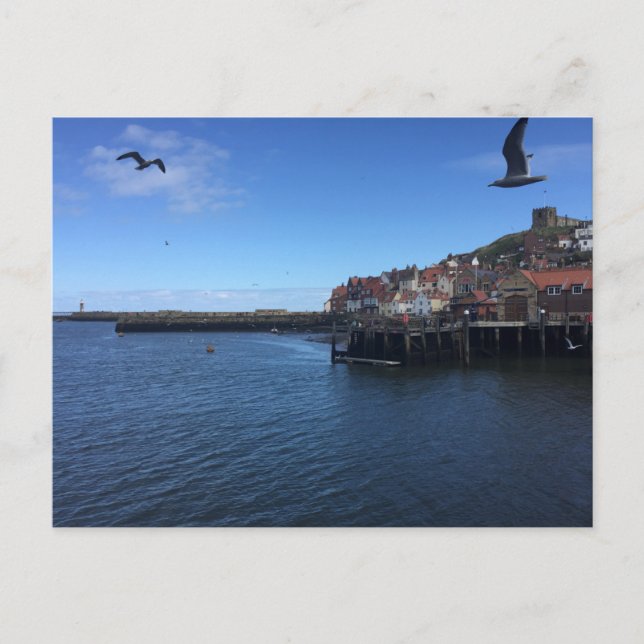 Cartão Postal Vista sobre Whitby Harbor, Whitby, North Yorks. (Frente)