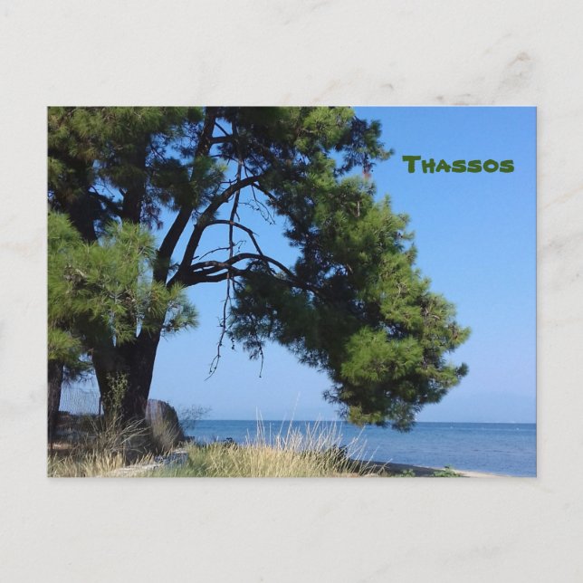 Cartão Postal Vista Thassos de Skala Rachoni (Frente)