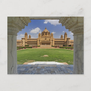 Cartão Postal Vista traseira do hotel Umaid Bhawan Palace, Jodjp