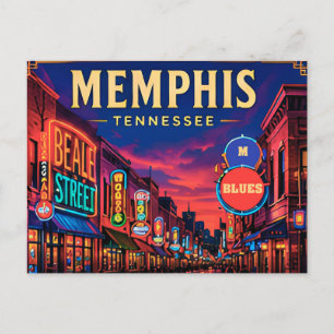 Cartão Postal 🎸 Vistas da Beale Street em Memphis Tennessee
