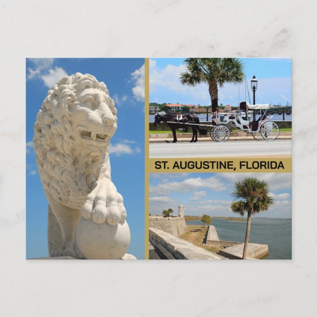Cartão Postal Vistas de St. Augustine, Flórida (Frente)