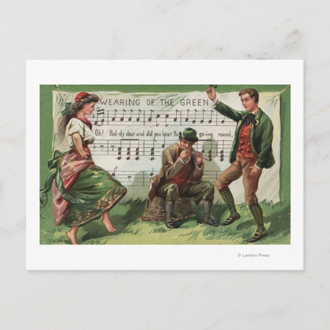 Cartão Postal Visto da Sheetmusic verde (Frente)