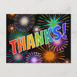 Cartão Postal Visual de Arco-Íris "OBRIGADO!", Padrão Inspirado 
