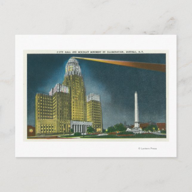 Cartão Postal Visualização da Câmara Municipal Iluminada (Frente)