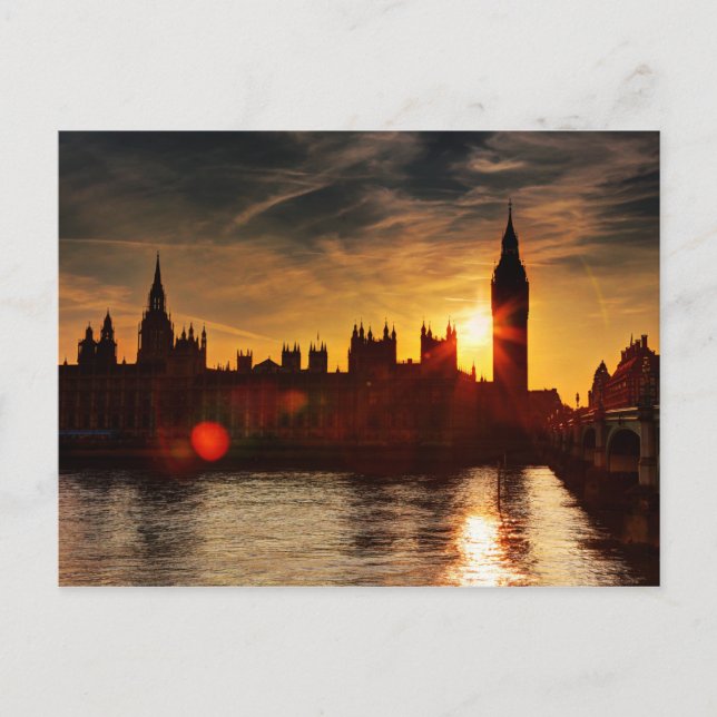 Cartão Postal Visualização da Cidade à Noite | Londres, Inglater (Frente)