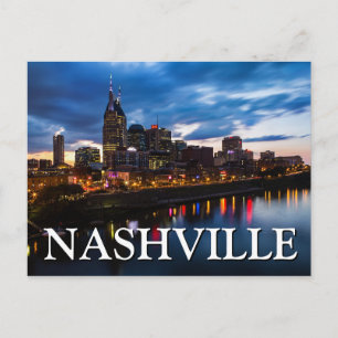 Cartão Postal Visualização da Cidade à Noite   Nashville, Tennes