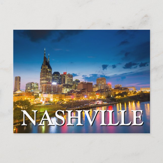 Cartão Postal Visualização da Cidade à Noite | Nashville, Tennes (Frente)
