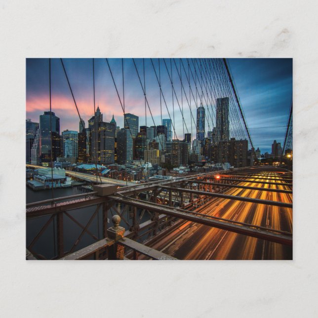Cartão Postal Visualização da Cidade à Noite | Nova Iorque, Nova (Frente)
