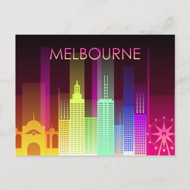 Cartão Postal Visualização da Cidade do Paisagem | Melbourne, Au (Frente)