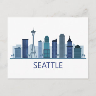 Cartão Postal Visualização da Cidade do Paisagem Seattle, Wash