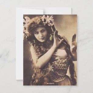 Cartão Postal Vitoriana Bela Artista Mulher Ricotti vintage