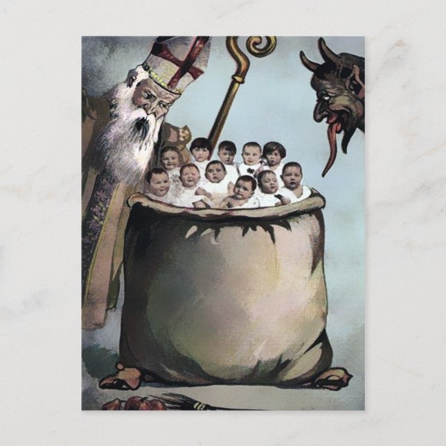 Cartão postal vitoriano Krampus (Frente)