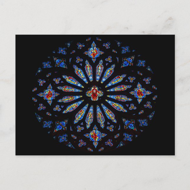 Cartão Postal Vitral Colorido da Igreja (Frente)