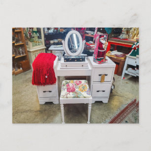 Cartão Postal Vitrine de Beleza Branco Vintage e Brinquedo de Pa