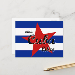 Cartão Postal Viva Cuba Livre, Havana, Fidel Castro, Che Guevara