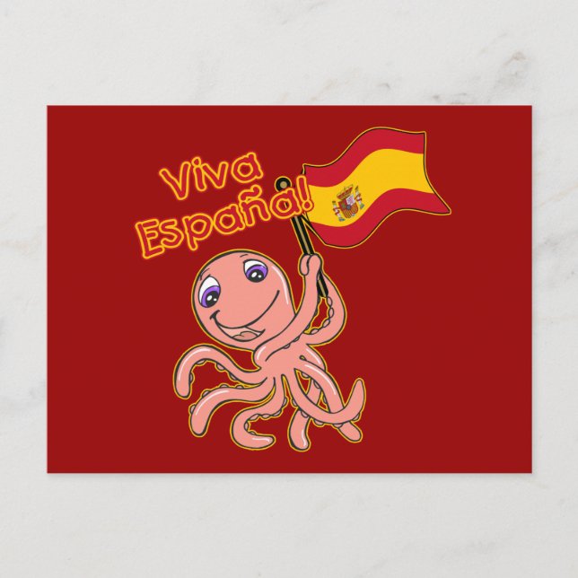Cartão Postal Viva Espana com Camisa de Futebol Octopus (Frente)