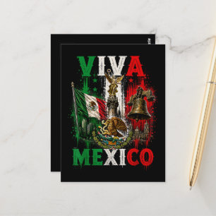 Cartão Postal Viva México Dia da Independência do México Retro