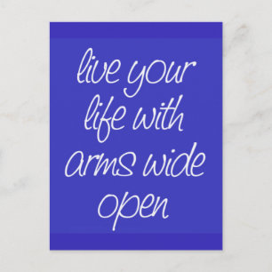 CARTÃO POSTAL VIVA SUA VIDA COM OS BRAÇOS ABERTOS QUOTE MOTIVACI