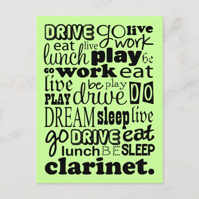 Cartão Postal Viver Para Tocar O Clarinet (Frente)
