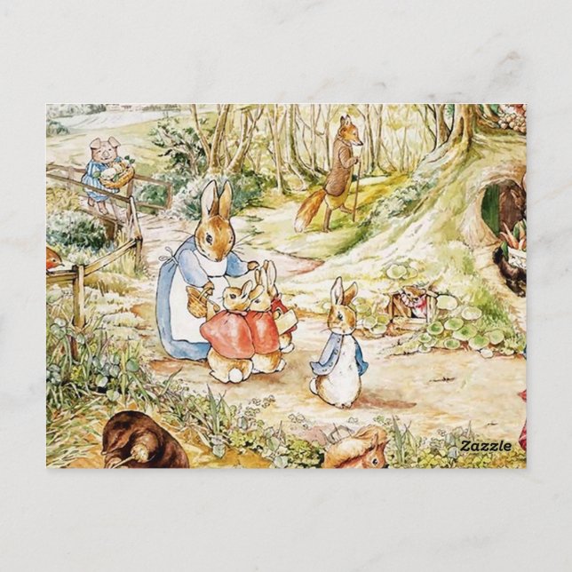Cartão Postal Vizinhança de Peter Rabbit por Beatrix Potter (Verso)