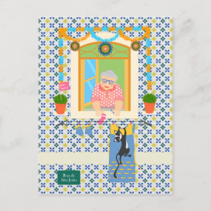 Cartão Postal Vizinho da Festa Português do santo John Português